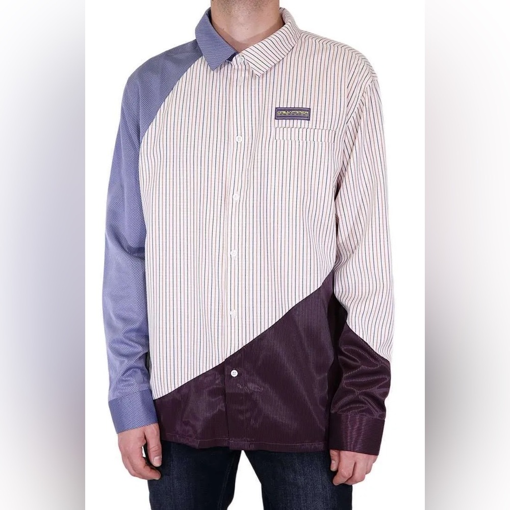 Daily Paper Jadee Button Up Shirt Men’s S Color Block Multi-Pattern Long Sleeve